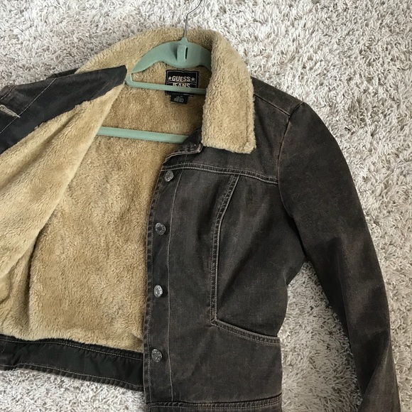 Guess Jackets & Coats Vtg Guess Sherpa Trucker Jean Denim Jacket Xs Poshmark